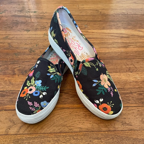 Rifle Paper Co. X Keds Triple Decker Lively Floral  Women’s Slip Ons - Size 8 - Picture 1 of 9